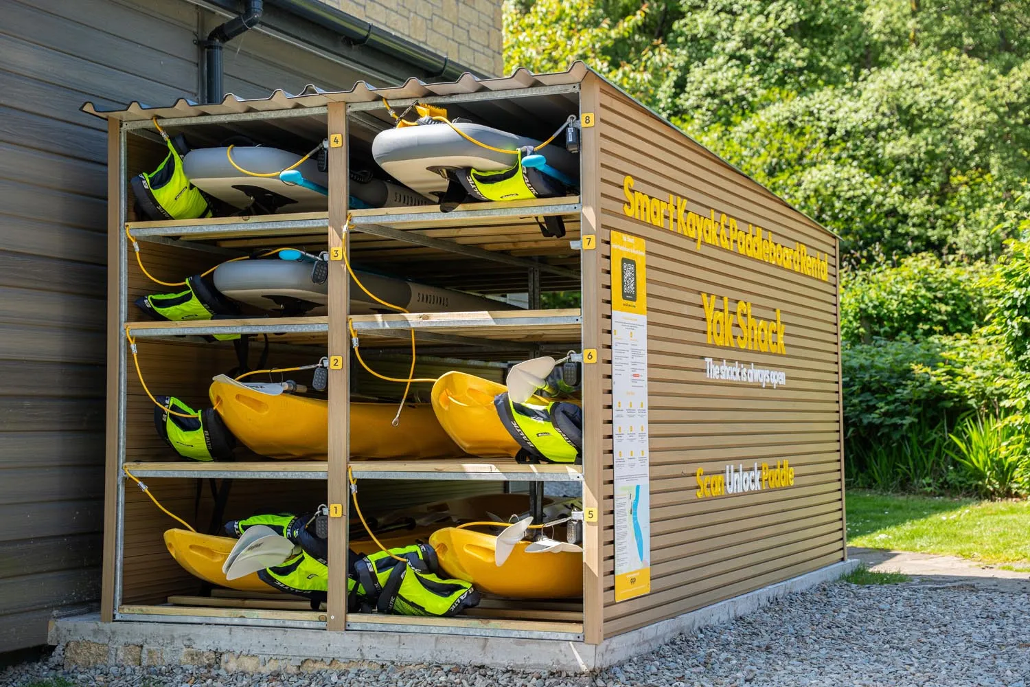 Yak Shack smart kayak and paddleboard rental unit at Loch Lomond